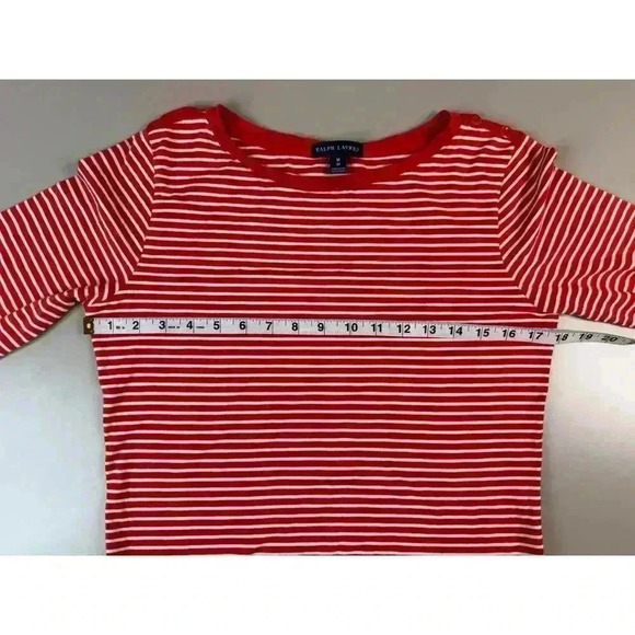 Ralph Lauren Nautical Orange & White Stripe Button Detail Embroidered Pony Med - Picture 6 of 10